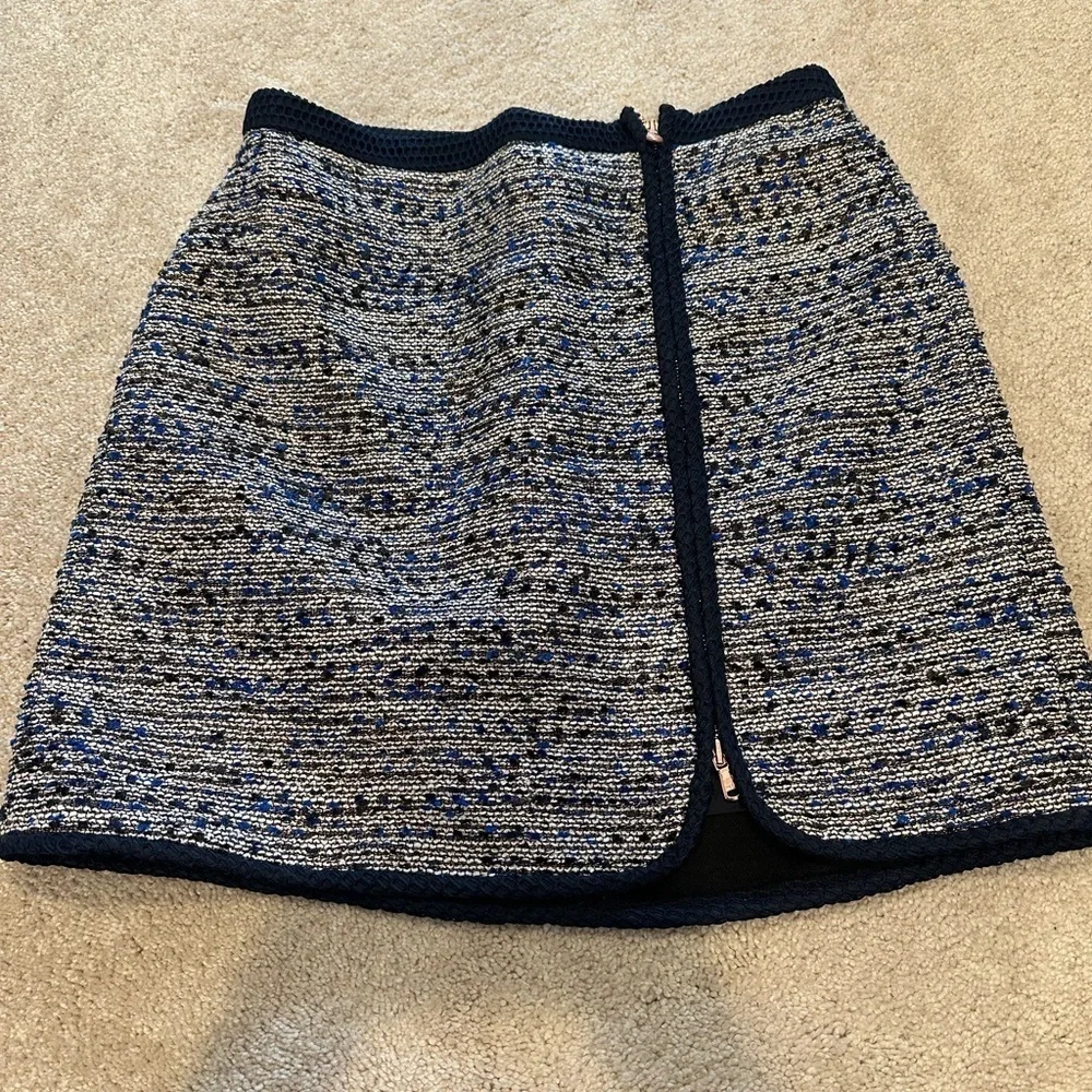 J. Crew C9135 Womens Front Zip Metallic Tweed Zip Skirt 10 NWT